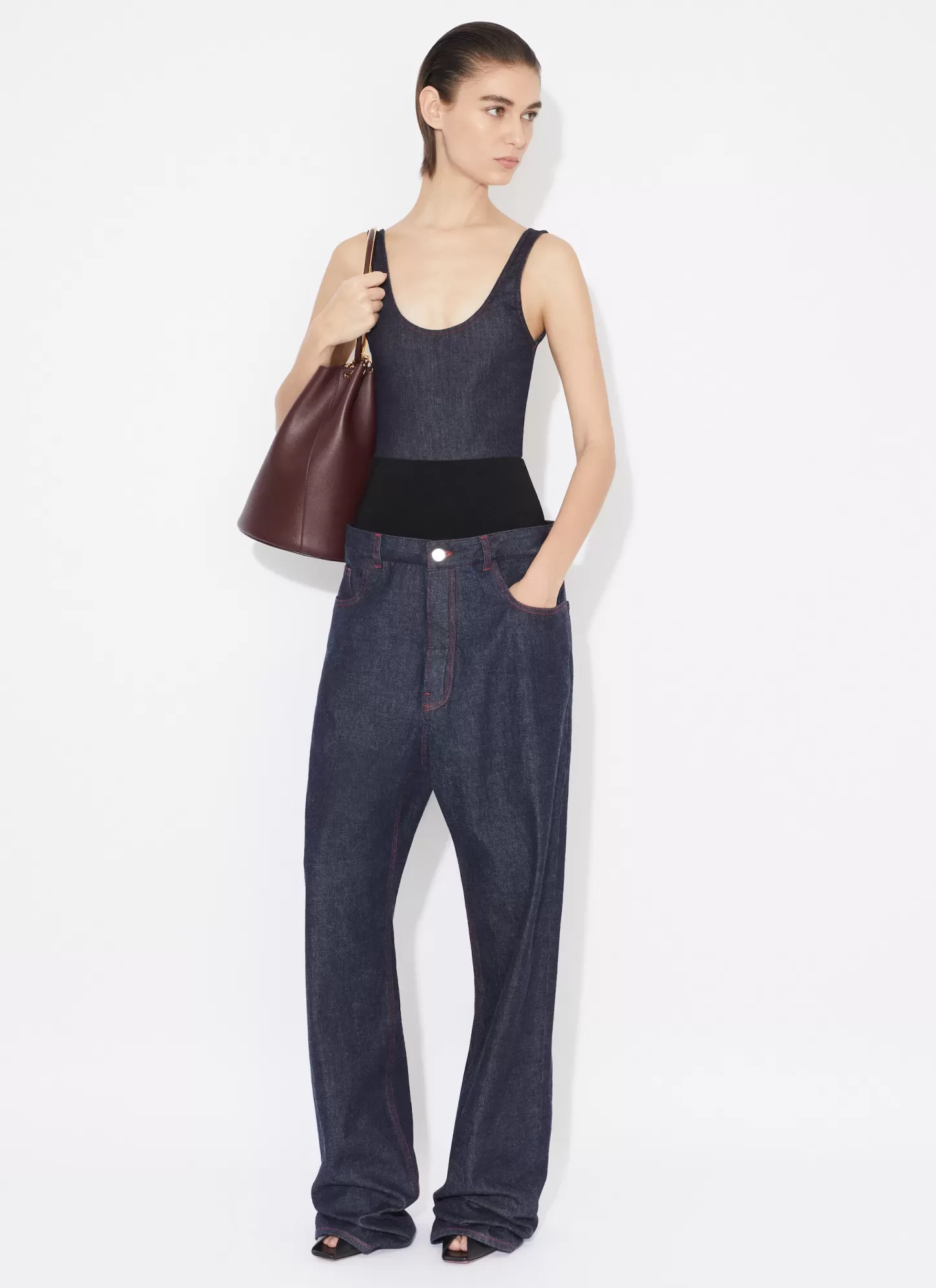 Alaïa Denim | Bodys Et Leggings | BODY-DÉBARDEUR EN DENIM STRETCH