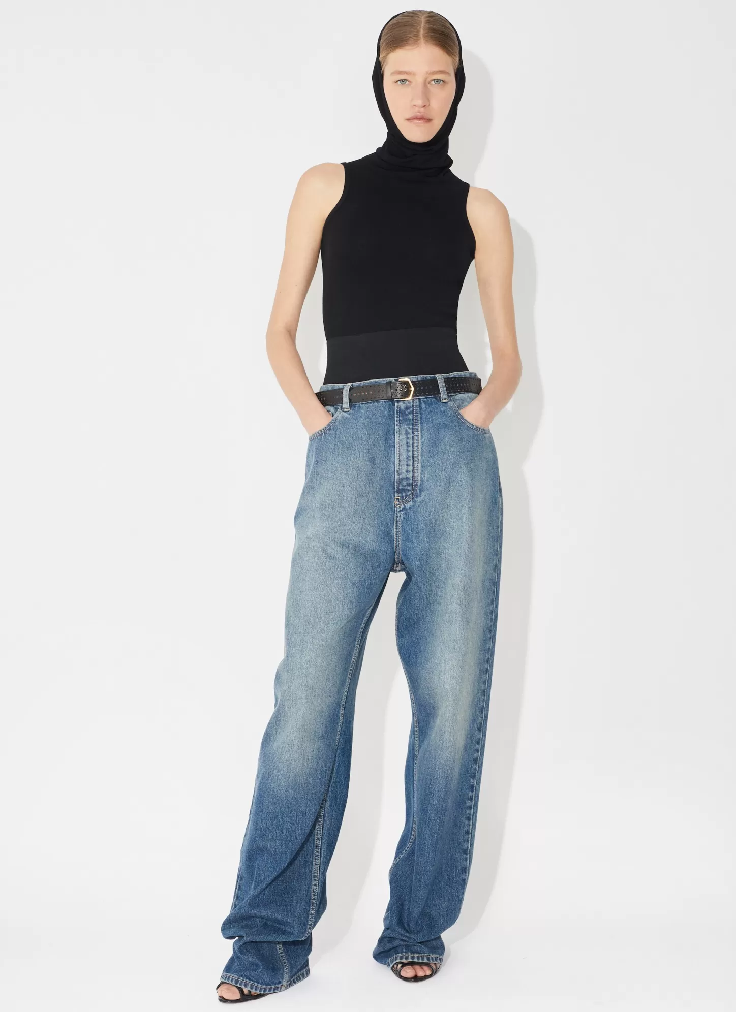 Alaïa Denim | Shorts Et Pantalons | PANTALON EN DENIM AVEC CEINTURE EN MAILLE