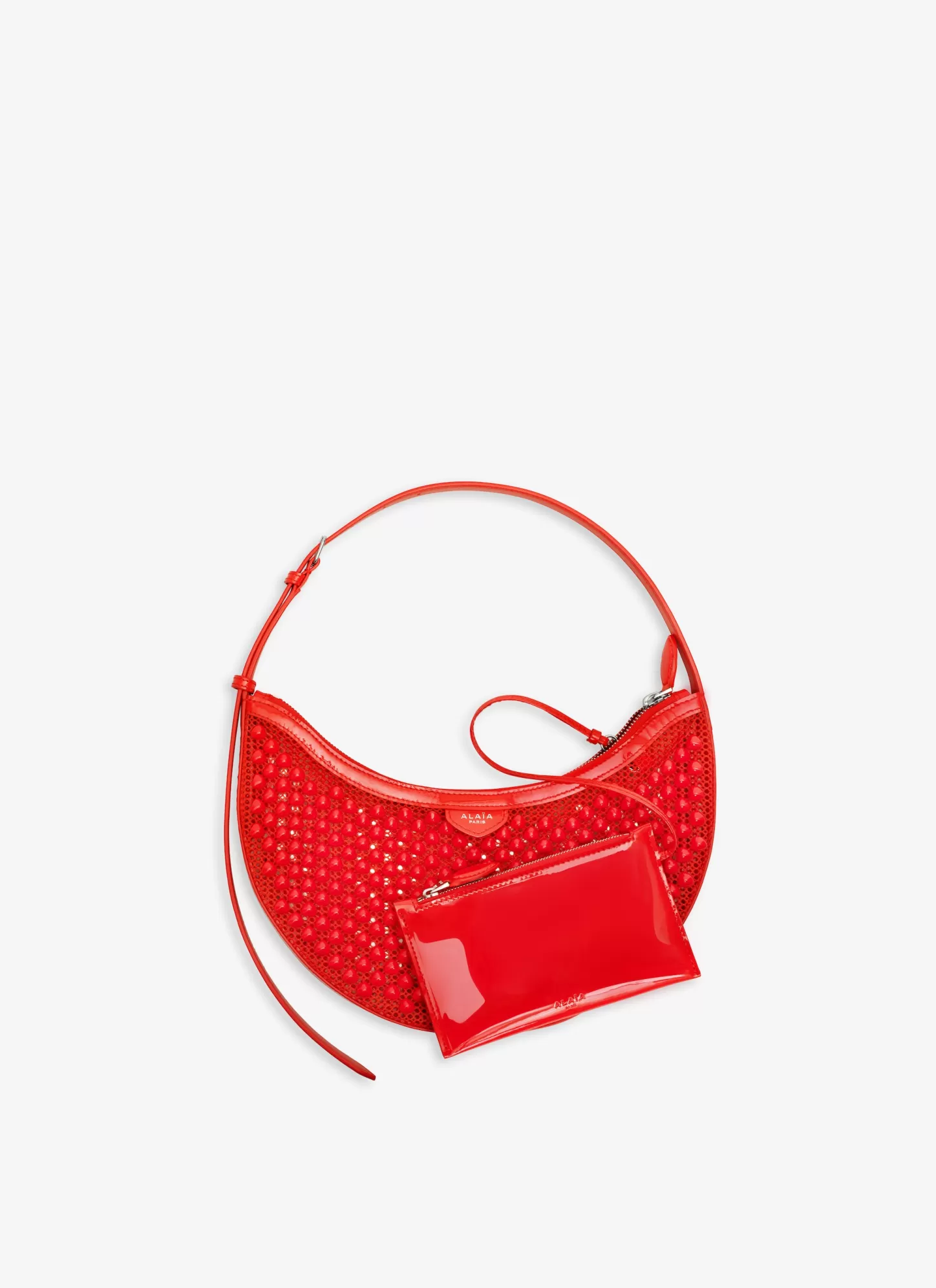 Alaïa Mini Sacs | Sacs Bandoulière | SAC ONE PIECE DEMI LUNE EN RÉSILLE PYRAMIDES